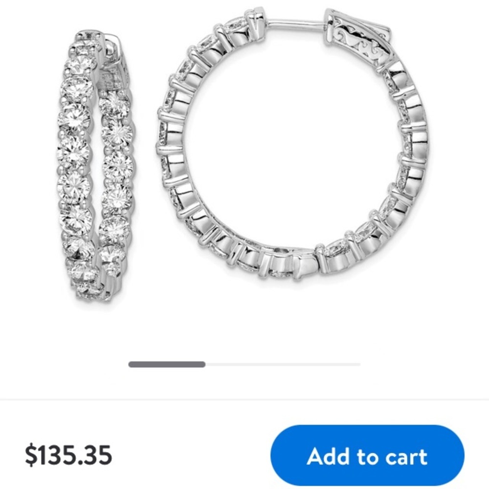 Inside Out Cubic Zirconia Sterling Silver Hoop Earrings - So much sparkle! - Picture 4 of 4